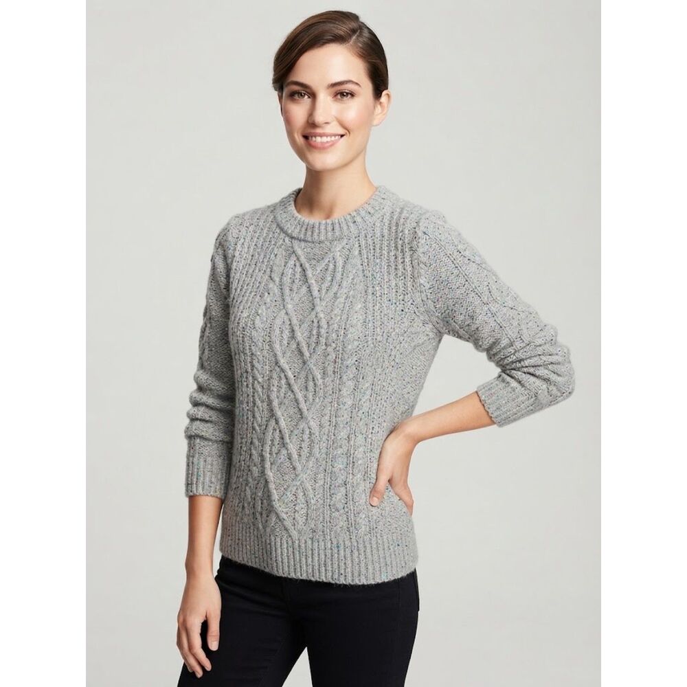J crew blue heathered cable-knit sweater xxs s xs